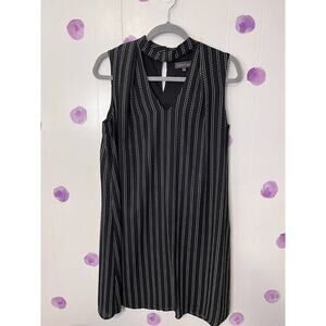 Luxology Black W/ White Striped Accents Cut-Out High Neck Dress Womens Size 4